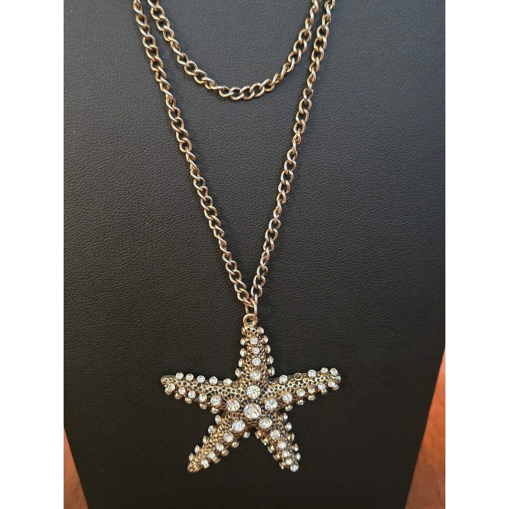 Starfish Rhinestone Pendant Necklace Vintage
